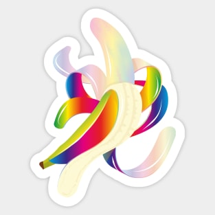 peppy peeled banana in rainbow colors Sticker